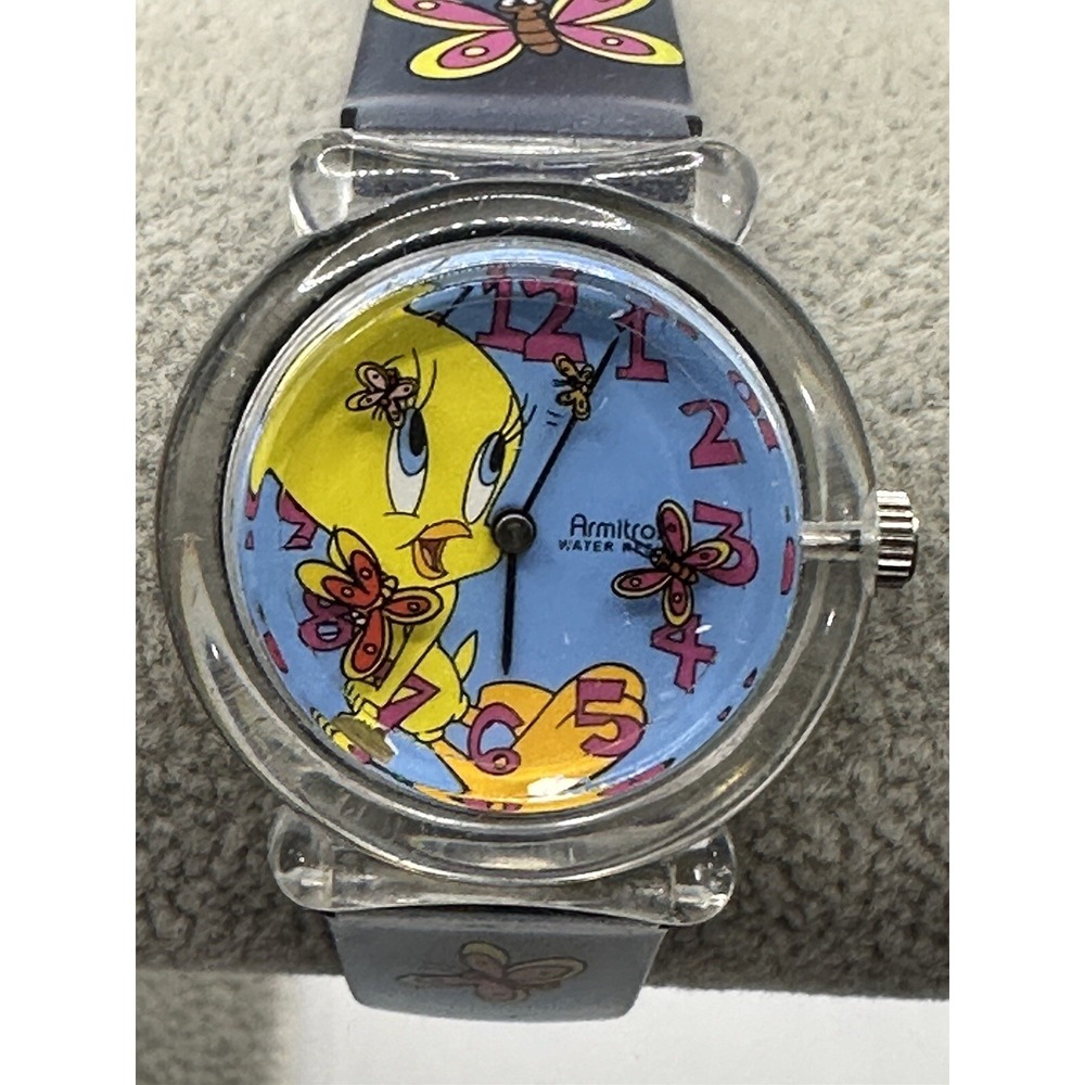 Vintage Tweety Bird Armitron 2200/468 Kids Watch 1998 Gluck Corp 30MM 7" U